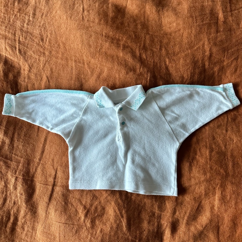 Vintage Carter’s Long Sleeve Polo Baby Top – Size M (12–18 lbs) – Made in USA